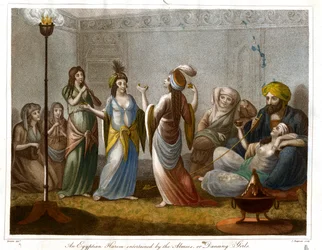 Een Egyptische harem vermaakt door de Almees; of dansende meisjes