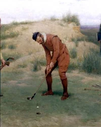 Tijdens de tijd van de preken, detail van de golfer, 1896