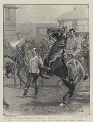 Omnibuspaarden omzetten in rijdieren, een schets bij Hounslow Barracks