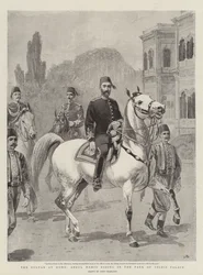De sultan thuis, Abdul Hamid rijdt in het park van het Yildiz-paleis