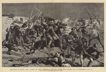 De oorlog in Egypte, de aanval van de Household Cavalry onder kolonel Ewart, bij Kassassin, 28 augustus