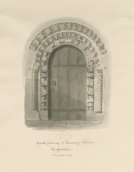Armitage Kerk - Zuidelijke Deur: sepia tekening