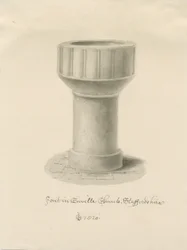 Doopvont in Enville Kerk: sepia tekening, 1820