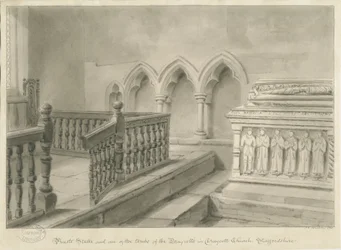 Interieur van de kerk van Draycott in the Moors, 1841