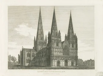 Lichfield Cathedral - Westgevel: gravure, nd [c 1820]