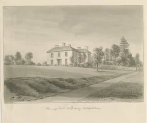 Penkridge - Pastoriehuis: sepia tekening