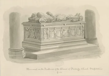 Penkridge Church - Graf van [Sir Edward Littleton]: sepia tekening
