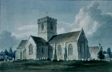 Zuidoostaanzicht van Dinton Kerk, 1805