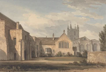 Zuidoostaanzicht van de Kerk en het Paleis in Croydon, Surrey