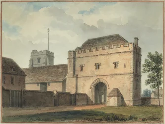 Zuidelijk Uitzicht op de Grote Poort van het College in Maidstone