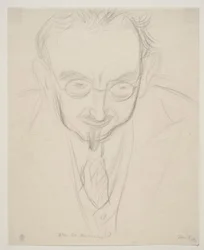 De geograaf, Professor G. Hatt. Borstbeeld en face.