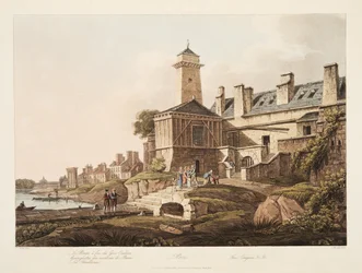 Parijs, brandweerwagen, illustratie uit Versailles, Parijs en Saint Denis, uitgegeven 1809