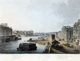 Parijs, de Pont Notre-Dame - tekening door J.C. Mats, ca. 1810