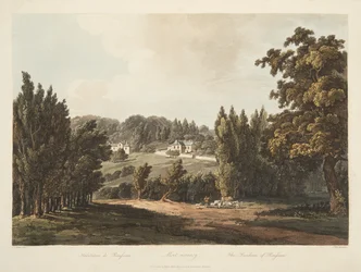 De residentie van Rousseau, illustratie uit Versailles, Parijs en Saint Denis, uitgegeven 1809