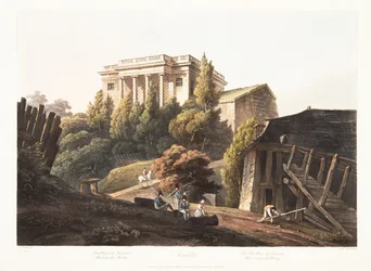 Versailles, het paviljoen van Lucienne, waterwerken van Marly, illustratie uit Versailles, Parijs en Saint Denis, uitgegeven 1806