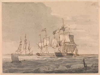 Oorlogsschepen voor de kust