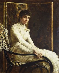 Portret van de Vrouw van de Kunstenaar Marian Huxley in haar Trouwjurk, 1880