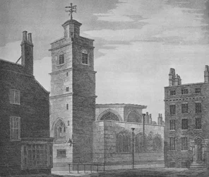 Kerk van St. Bartholomew the Less, City of London, ca. 1830, 1906