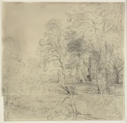 Cowdray Kasteel, gezien tussen bomen