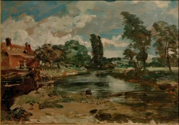De Flatford-molen gezien vanaf de sluis