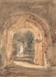 De kerk van East Bergholt, kijkend vanuit de zuidelijke boog van de vervallen toren