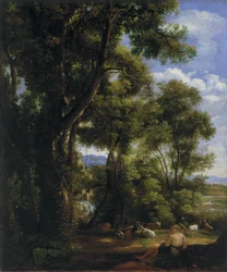 Landschap met geitenhoeder en geiten
