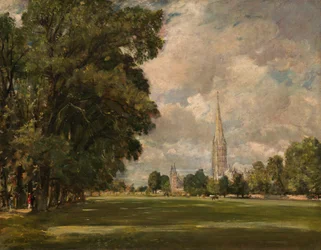 Kathedraal van Salisbury vanuit Lower Marsh Close, 1820