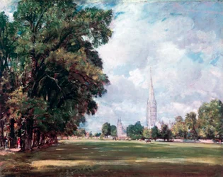 Kathedraal van Salisbury vanaf Lower Marsh Close, 1820