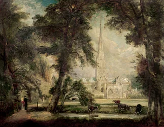 Salisbury Cathedral vanuit de tuin van de bisschop, c.1822-23