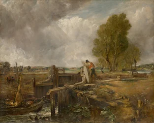 Studie van "Een boot die een sluis passeert"