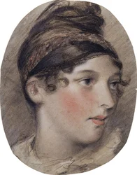 Studie van het hoofd van een dame in profiel, 1808