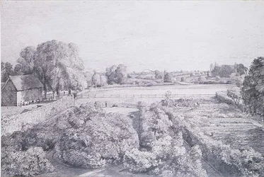 Uitzicht op East Bergholt over de moestuin van Golding, het huis van Constable