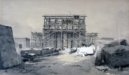 Bouw van de Euston Arch, januari 1838