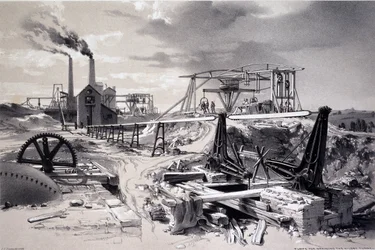 Pompen, ventilatieschacht, Kilsby Tunnel, Northamptonshire, 15 juli 1837