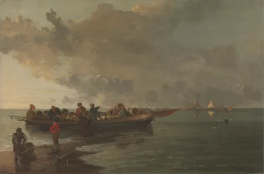Een Schuit met een Gewonde Soldaat