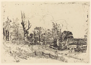 Weg met een boerderij aan de rechterkant