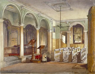 Interieur van de kapel in het Emanuel Hospital armenhuis, Buckingham Gate, Westminster, Londen