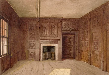 Interieur van de Compton Oak Room, Canonbury House, Islington, Londen, 1887