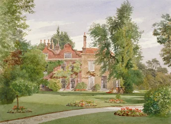 Zijaanzicht van Raleigh House, Brixton Hill, Lambeth, Londen, 1887