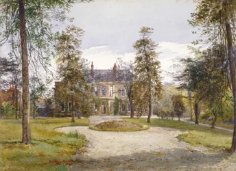 Uitzicht op Stockwell Park House vanuit de tuin, Lambeth, Londen