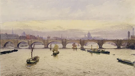 Uitzicht op de Waterloo Bridge vanaf de Hungerford Bridge, 1888