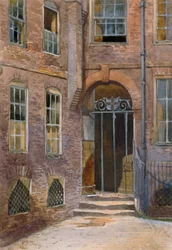 Uitzicht op een poort in Elm Court, Inner Temple, Londen, 1879