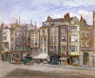 Uitzicht op commerciële panden in de Strand, Westminster, Londen, 1881