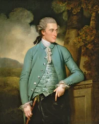 Een portret van John Mortlock van Cambridge en Abington Hall, Great Abington, Cambridgeshire, 1779