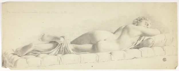 Oude standbeeld van slapende hermafrodiet