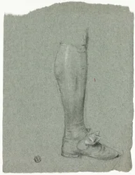 Been van staande figuur (recto); Schets van schoenen (verso)