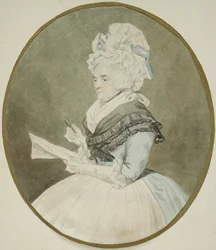 Oude dame met vergrootglas