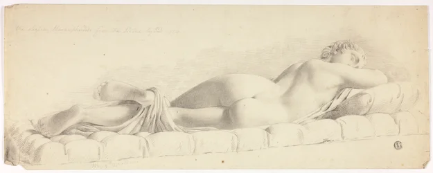 Oude standbeeld van slapende hermafrodiet