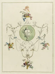 Decoratieve bloemenprint, uit 