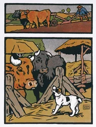 Illustratie voor De Hond en de Koe, uit 